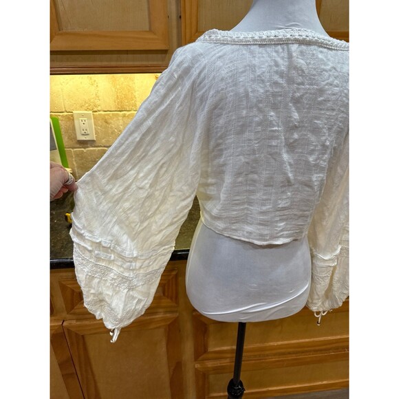 Free People Paloma Boho Chic Flowy Blouse Top XS White EUC - Picture 5 of 7